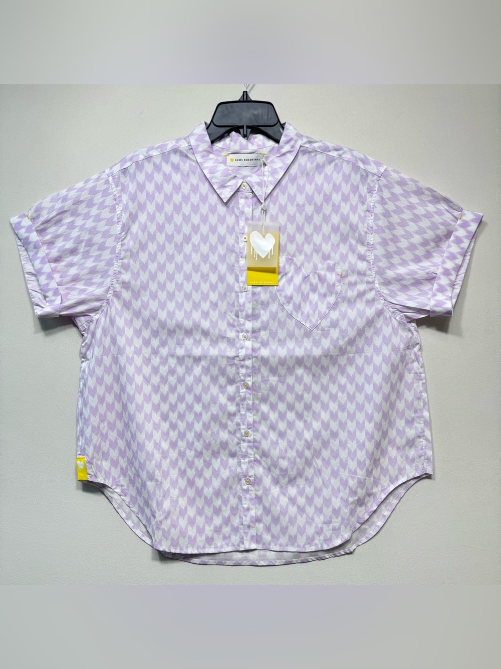 Kerri Rosenthal Mina Printed Cotton Shirt  Lavender nwt size xl